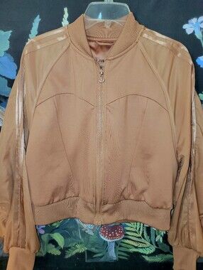 Adidas Originals Women's Dusty Rose Zip-Front Track Jacket Statement Sleeves